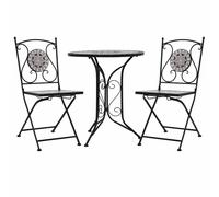 Bistro Set Grey Powdercoated Iron & Ceramic Tile Table 60x72cm Chair 52x37x87cm