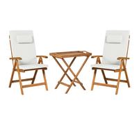 Beliani Bistro Set Java Premiuim Acacia Wood Off-White