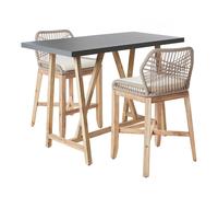 Bistro Set with Cushions TALAMONE Acacia Wood Grey
