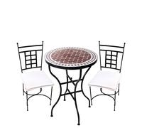 Bistro Set Mediterranean Marrakesh Bordeaux White Athens