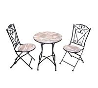Bistro Set Mosaic Tile Folding Table 2pcs Chairs Outdoor Garden Furniture Metal