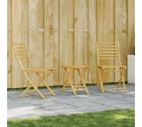 Bistro Set Natural Bamboo 3pc Folding Balcony Table 45cm & Chairs 43x54x88 set