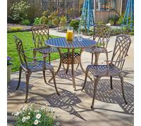 Bistro Set Outdoor Garden Lattice Table & 4 Chairs Aluminium Frame