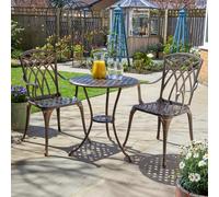 Bistro Set Outdoor Garden Patio Lattice Table & 2 Chairs Aluminium Frame