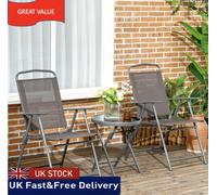 Outsunny Patio Bistro Set Folding Chairs/Table - Brown, Brown