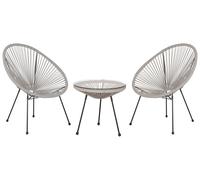 Beliani Bistro Set Acapulco Ii Pe Rattan Light Grey