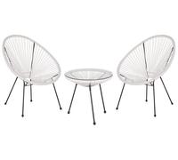 Beliani Bistro Set Acapulco Ii Pe Rattan White