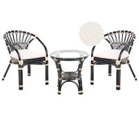 Beliani Bistro Set With Cushions Pecorini Rattan Black
