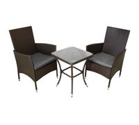 Bistro Set Rattan 3PC Outdoor Garden Chair Table Patio Dining Balcony Brown