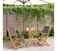 Bistro Set Solid Acacia Wood Anthracite 60x75cm Foldable 2-Seater Garden Patio.