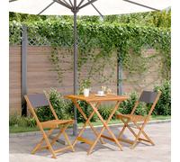 Bistro Set Solid Acacia Wood Anthracite 70x70x75cm Foldable 3-Piece Outdoor Sets