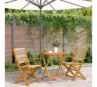 Bistro set Solid acacia wood Beige 60x60x75cm Compact Foldable Table + 2 Chairs