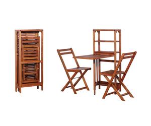 Bistro Set Solid Acacia Wood Natural Finish Foldable Storage Table 50x82.5x116cm