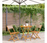Bistro set Taupe 70cm Acacia Wood Foldable Outdoor Table & 2 Polyester Chairs2pc
