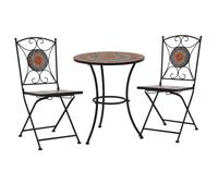 Bistro set Terracotta 60cm ceramic tile top Powder-coated iron 1 table 2 chairs