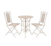 Bistro Set Three Piece Outdoor Patio Table and Chair Steel Grey/White vidaXL