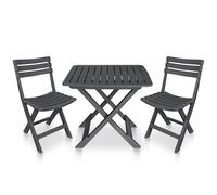 vidaXL 3 Piece Folding Bistro Set Plastic Anthracite, Black