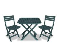 Bistro Set Three Piece Plastic Folding Table and Chairs Multi Colours vidaXL