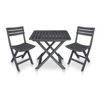 Bistro Set Three Piece Plastic Folding Table and Chairs Multi Colours vidaXL