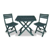 Bistro Set Three Piece Plastic Folding Table and Chairs Multi Colours vidaXL