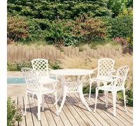 Bistro Set White Cast Aluminium 2 Chairs & 1 Round Table 90cm Diameter Outdoor