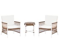 Bistro Set with Cushions LEVICO Metal White