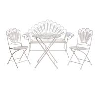 Beliani Bistro Set with Bench PAVIA Metal Off-White, White