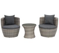Bistro Set with Cushions CAPRI PE Rattan Grey