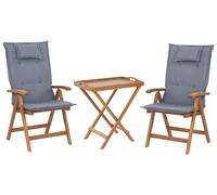 Bistro Set with Cushions Folding JAVA Acacia Wood Blue