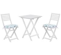 Bistro Set with Cushions Folding FIJI Acacia Wood Blue