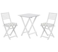 Bistro Set with Cushions Folding FIJI Acacia Wood White