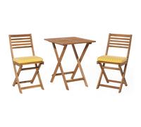 Bistro Set with Cushion Wood Yellow FIJI