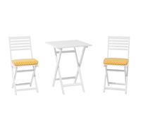 Beliani Bistro Set With Cushions Folding Fiji Wood White, White