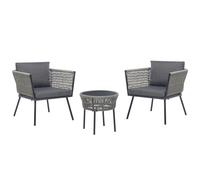 Bistro Set with Cushions GARGANO PE Rattan Grey