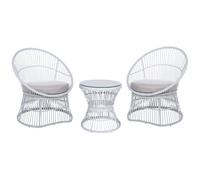 Bistro Set with Cushions MESYNA PE Rattan White