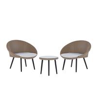 Bistro Set with Cushions ORTIGIA PE Rattan Light Beige Beige