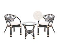 Beliani Bistro Set With Cushions Pecorini Rattan Black, Black