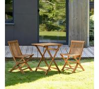 Bistro - Solid acacia garden set with acacia, 2 seats Brown