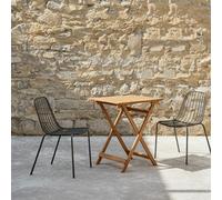 Bistro - Solid acacia garden set with acacia and metal, 2 chairs Black