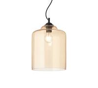 Bistro Square Ceiling Pendant Light - Black & Amber