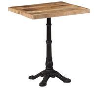 Bistro Table 60x60x77 cm Rough Mango Wood Top Natural Finish Cast Iron Base 4cm