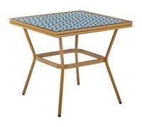 Bistro Table CASPRI 80 cm 80 cm PE Rattan Blue/ White