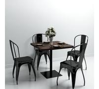 Bistro Table Dark Ash MDF & Steel Square 80x80x75cm 3.5cm Top for Cafe/Bar Uses