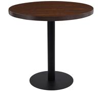 Bistro Table Dark Brown MDF Top 80cm x 75cm Black Steel Base Cafes Vintage Style