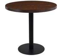 Bistro table Elegant Dark Brown 80cm MDF woodgrain top Black steel base 75cm Ht