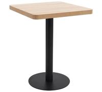 Bistro Table Light Brown MDF Top 60x60x75cm Steel Base 2-Person Café Restaurant