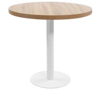 Bistro Table Light Brown & White 80x75cm MDF Top Steel Base Cafe Table Round 2p
