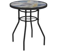 Bistro table Multi-colour 60x70cm Tempered Glass Tabletop Steel Frame Patio Mini