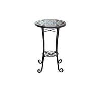 Bistro Table Outdooor Side Table Folding Metal Plant Stand Mosaic Tile Top 35cm