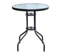 Bistro Table Outdoor Tempered Glass Top Table Garden Round Dining Table - 60cm Diameter